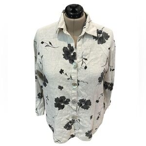 Courtney Washington Floral Linen Blouse Large